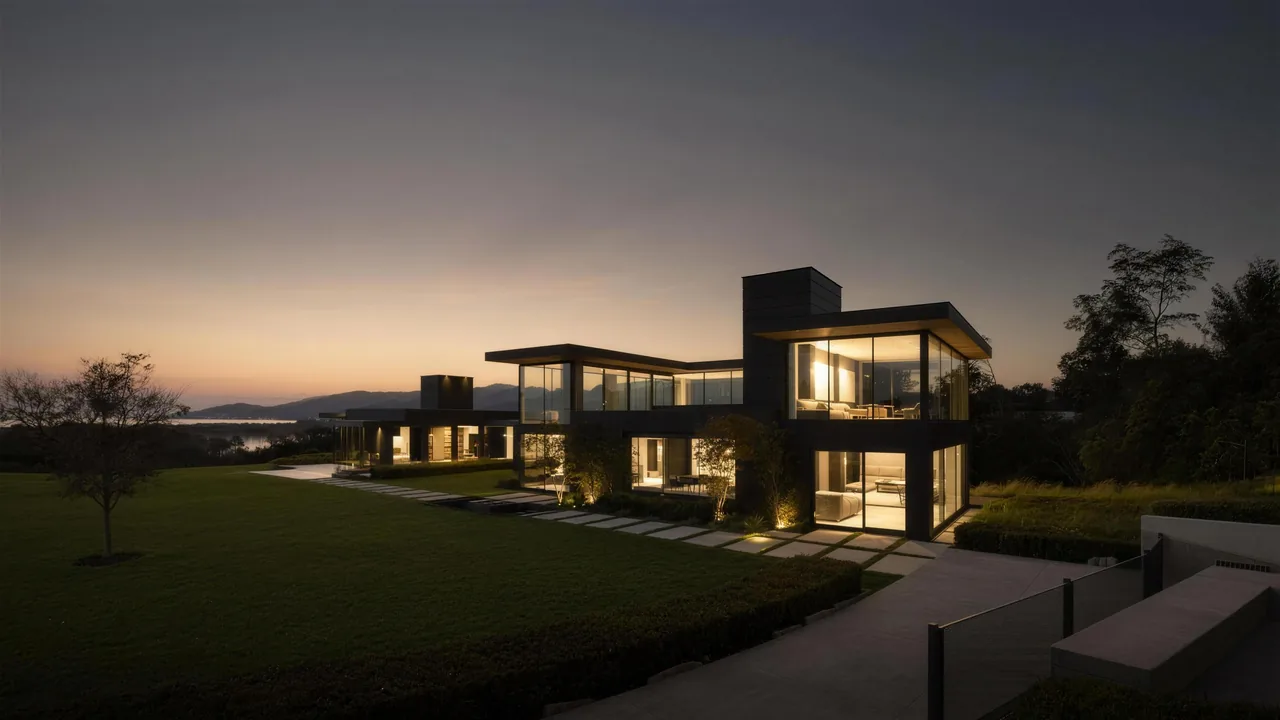 Luxury Fraser Valley home at twilight